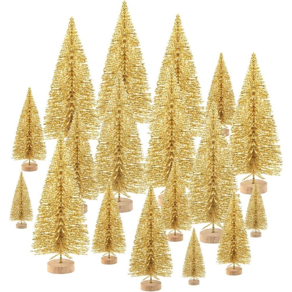 Delightful 48 Pcs Miniature Gold Christmas Trees for Crafting and Decoration